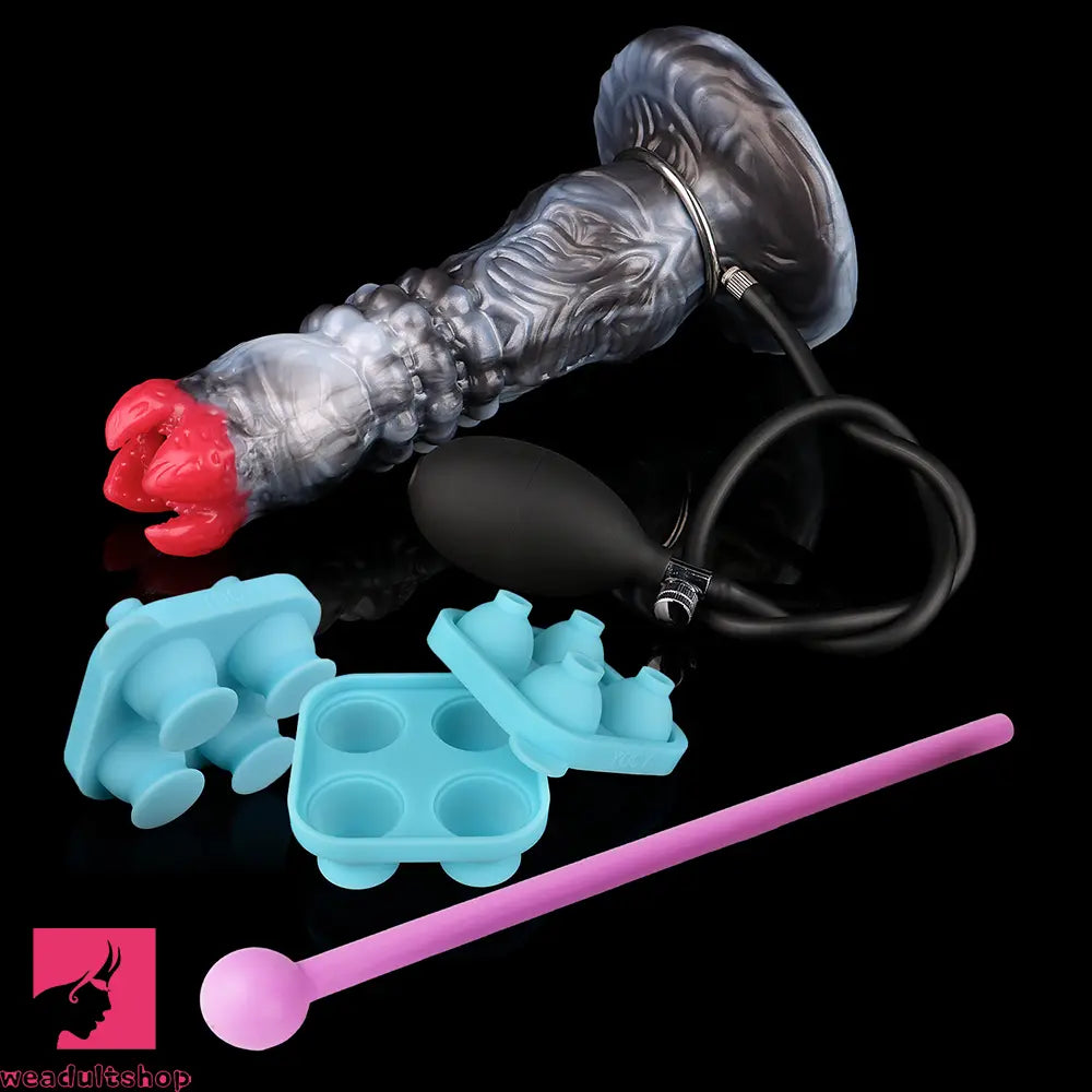 9.88in Ovipositor Egg Laying Inflatable Big Dildo Silicone Penis Texture