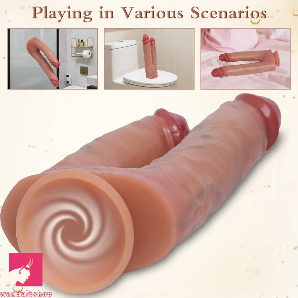 10.83in Dual Sided Silicone Big Dildo For Female Masturbation Real Veins