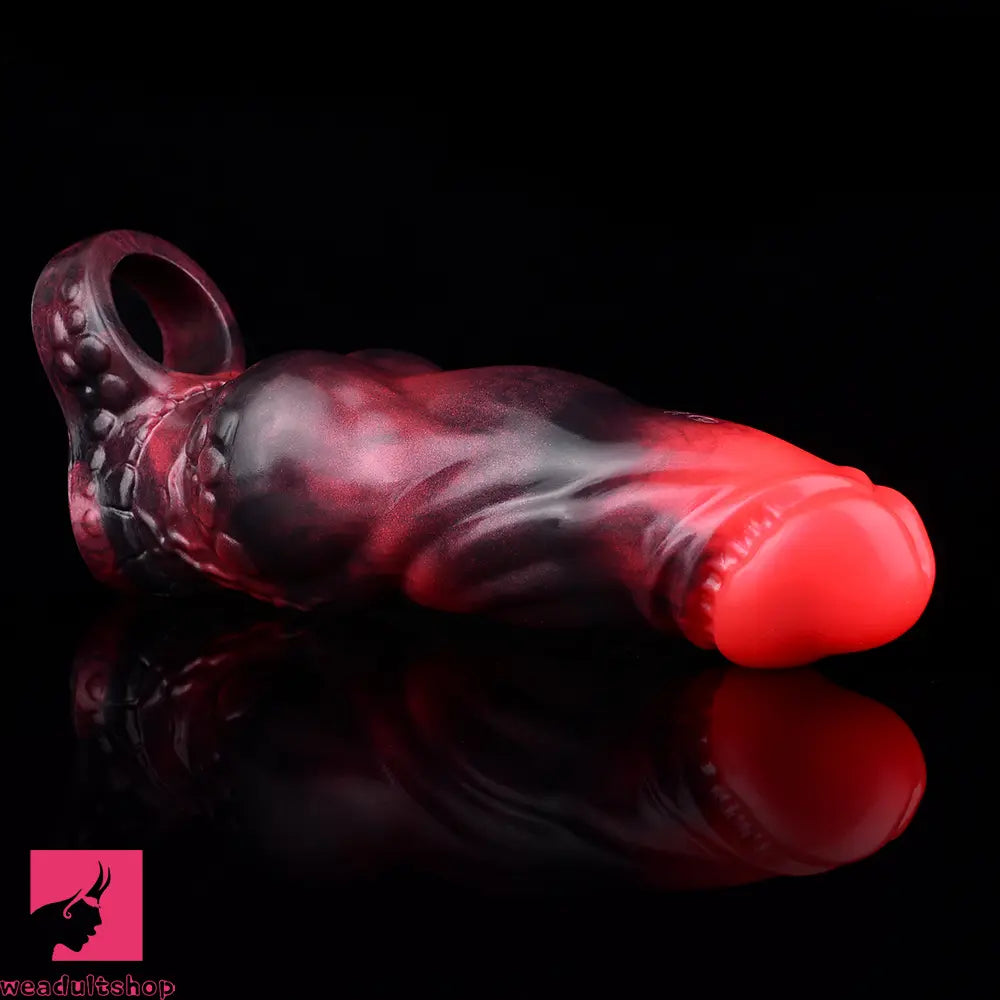 7.17in Silicone Dog Cock Sleeve Knot Vibrating Automatic Hollow Soft Dildo