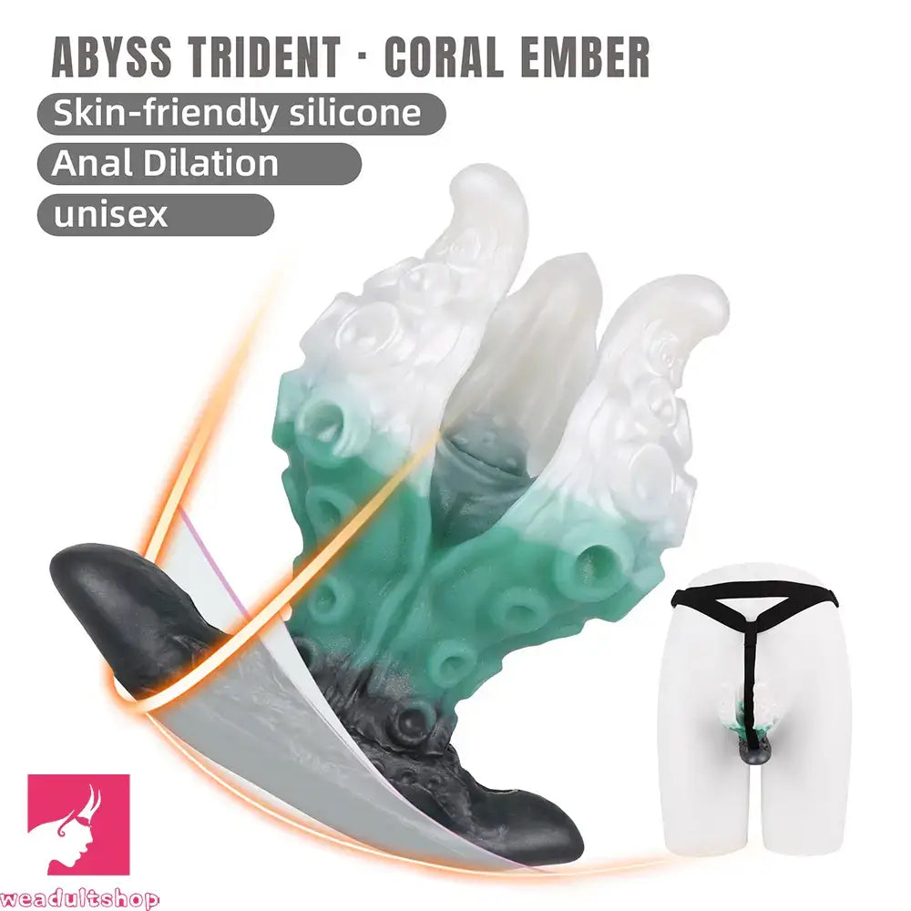 4.25in 5.15in 6.22in Odd Anchor Strap on Vibrating Mouth Gag Tentacle Dildo