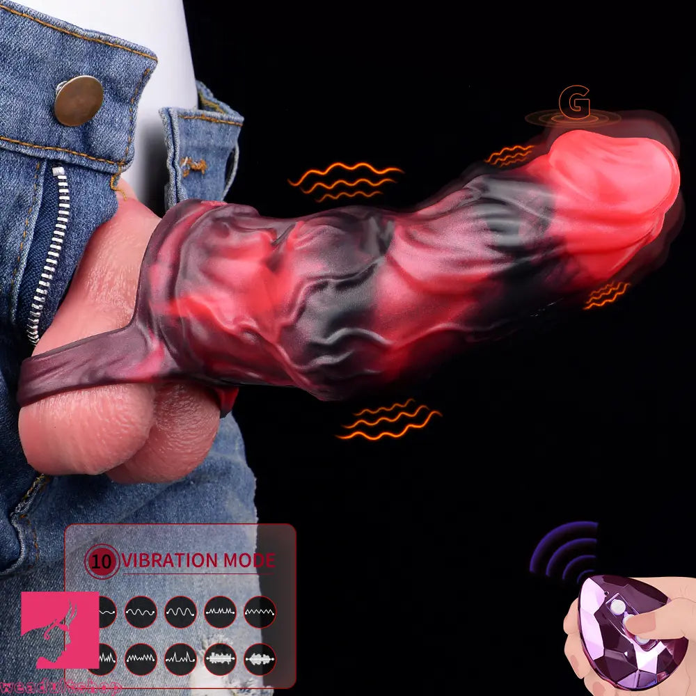 5.91in Silicone Dog Cock Sleeve Knot Dildo Vibrating Dildo With Cock Ring