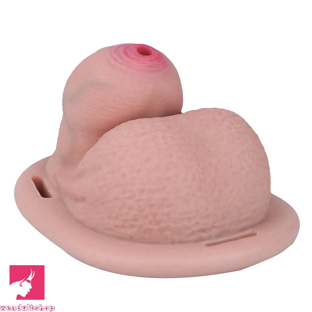 2.36in Silicone Soft Mini Cock Cage Strap on Chastity Dildo With Lock