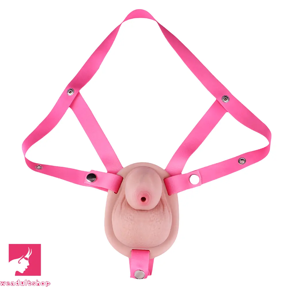 2.36in Silicone Soft Mini Cock Cage Strap on Chastity Dildo With Lock