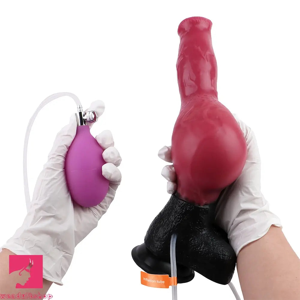 10.98in Dog Knot Ejaculating Inflatable Soft Silicone Dildo For Cock Sex
