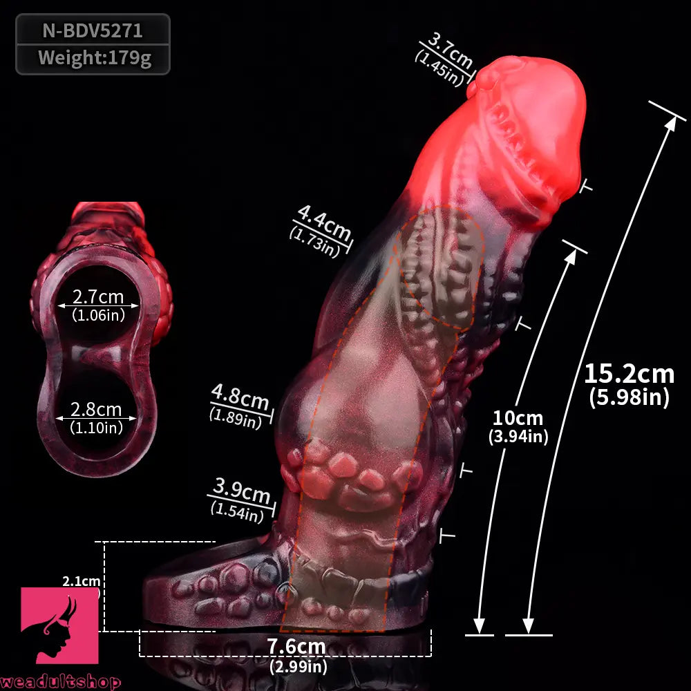 5.98in Silicone Dog Cock Hollow Sleeve Knot Dildo With Cock Ring For Clit