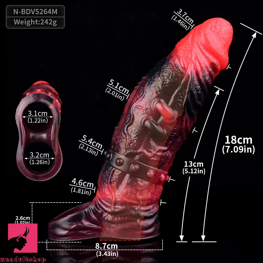 5.98in 7.09in Silicone Cock Sleeve Spiked Hollow Vibrating Odd Cock Dildo