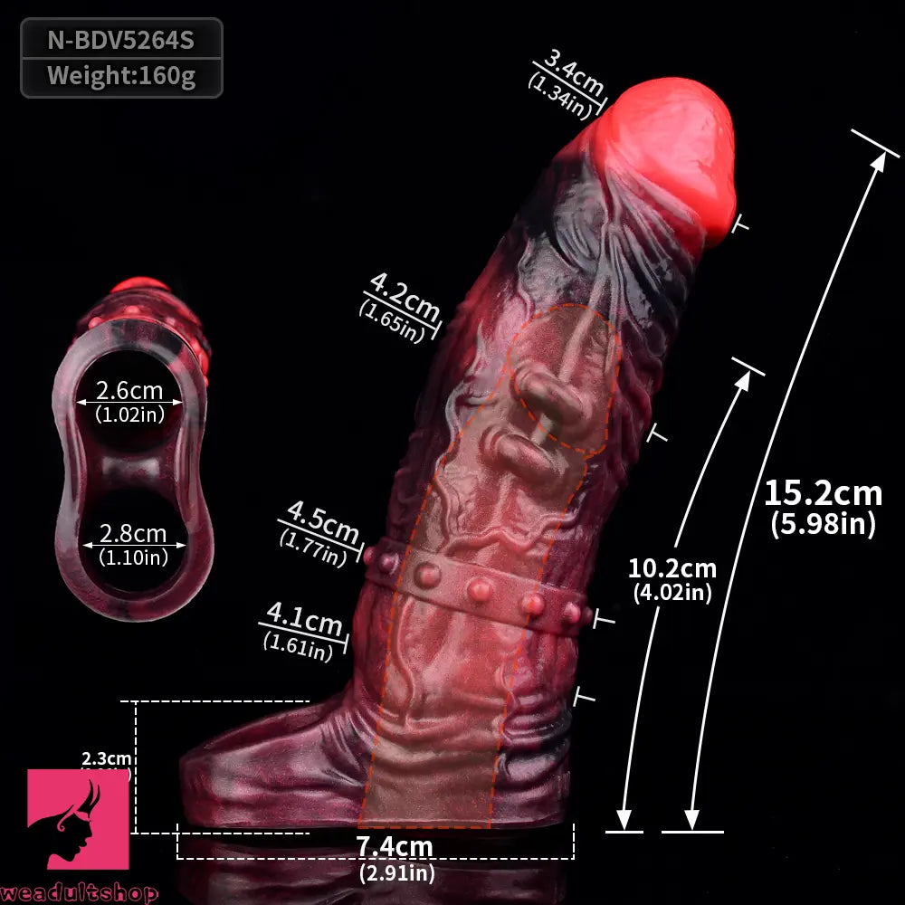5.98in 7.09in Silicone Cock Sleeve Spiked Hollow Vibrating Odd Cock Dildo
