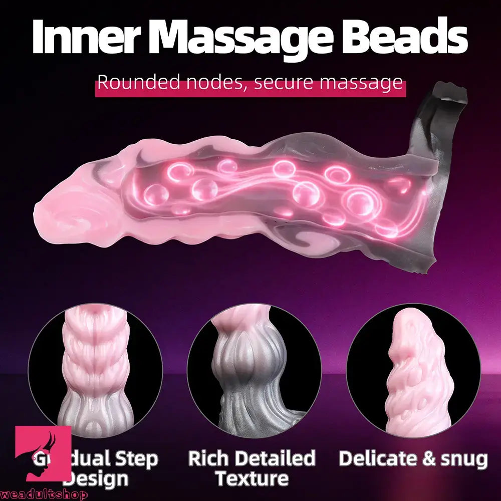 7.87in Hollow Fantasy Silicone Penis Sleeve Dildo For Physical Delay Control
