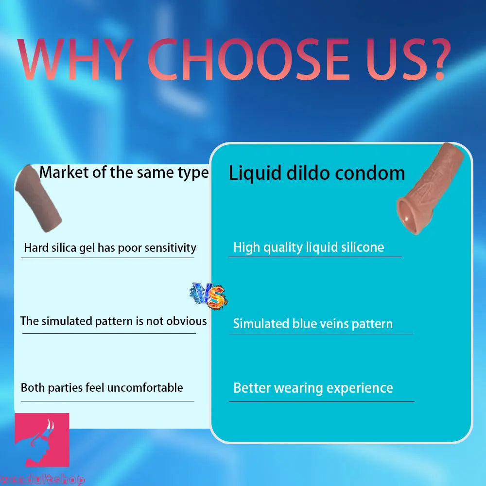 6.3in Round Design Real Veins Silicone Cock Dildo Sleeve For G-Spot Cock