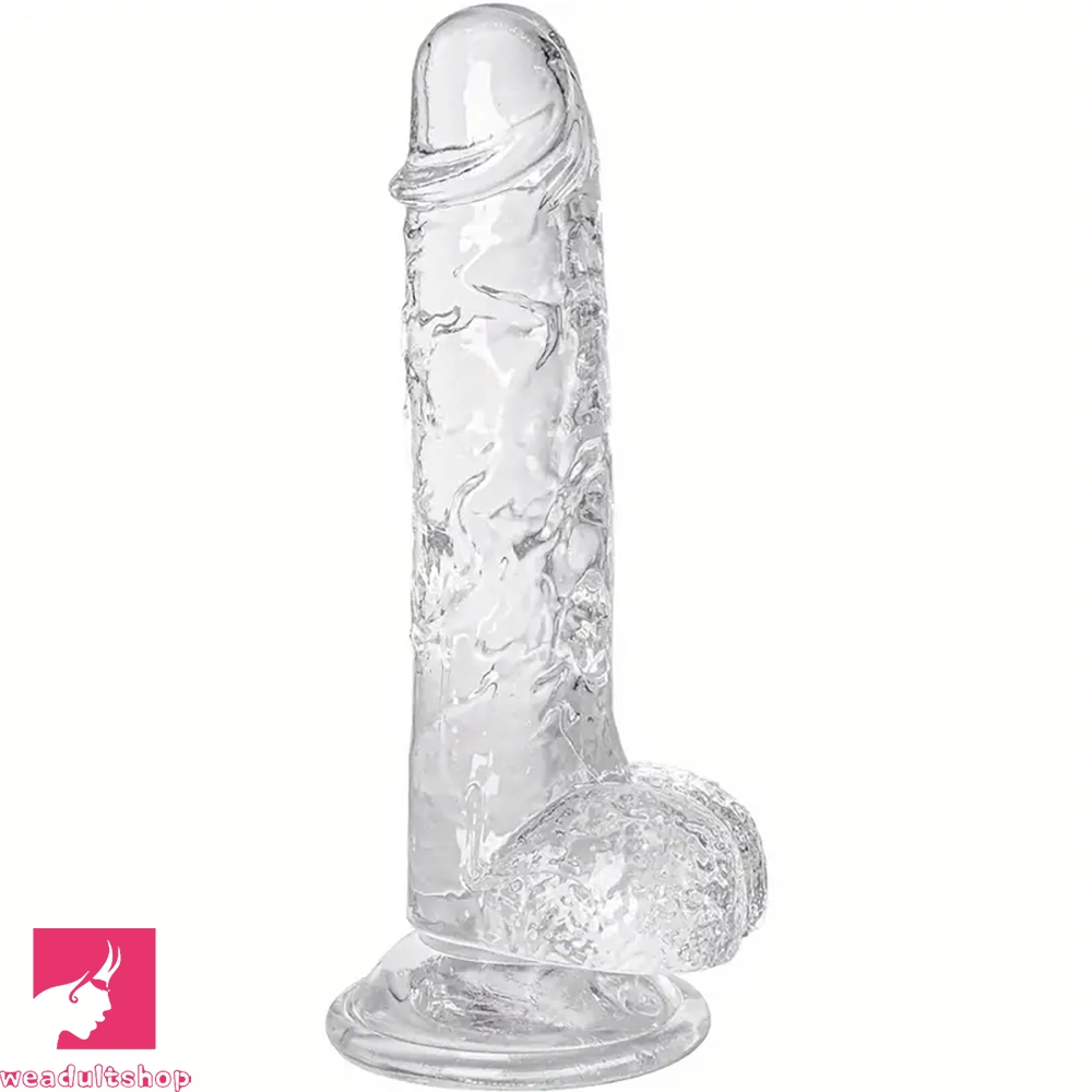 7.09in Clear Dildo With Suction Cup For Hands-free Play Adult Love Toy