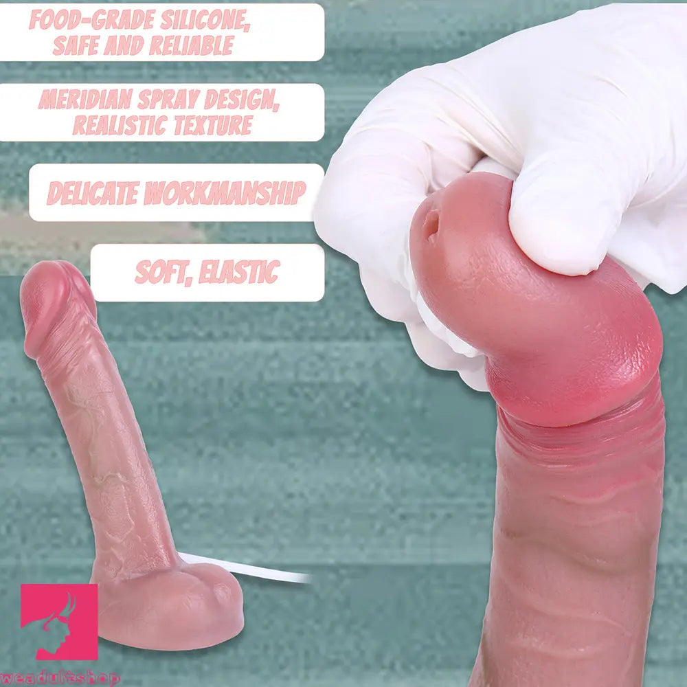 6.88in Realistic Male Female Adult Flirting Double Layer Squirting Strap on Dildo