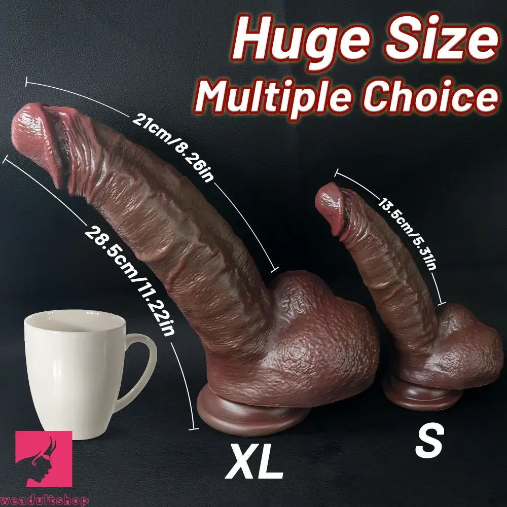 7.48in 8.46in 10.03in 11.22in Real Curved Silicone Strap on Dildo Penis Toy