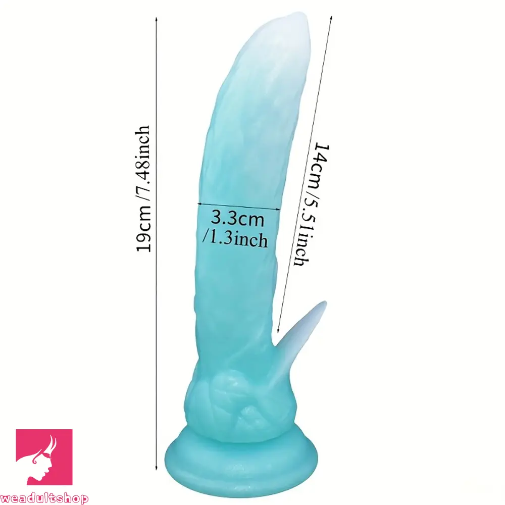 7.48in Glow-in-the-Dark Cucumber Silicone Realistic Dual-Use Cock Dildo