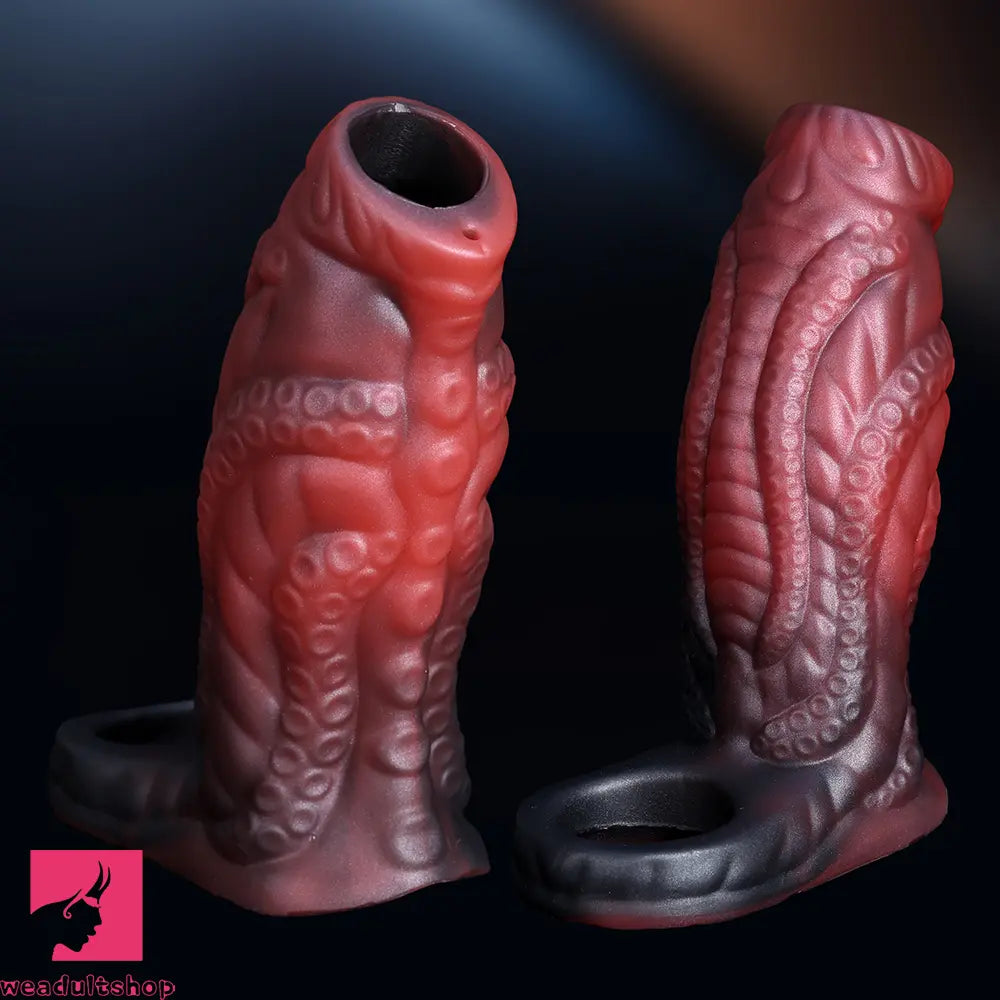 4.13in Squirting Tentacle Monster Dildo Sleeve Penis Ring For Couples Love