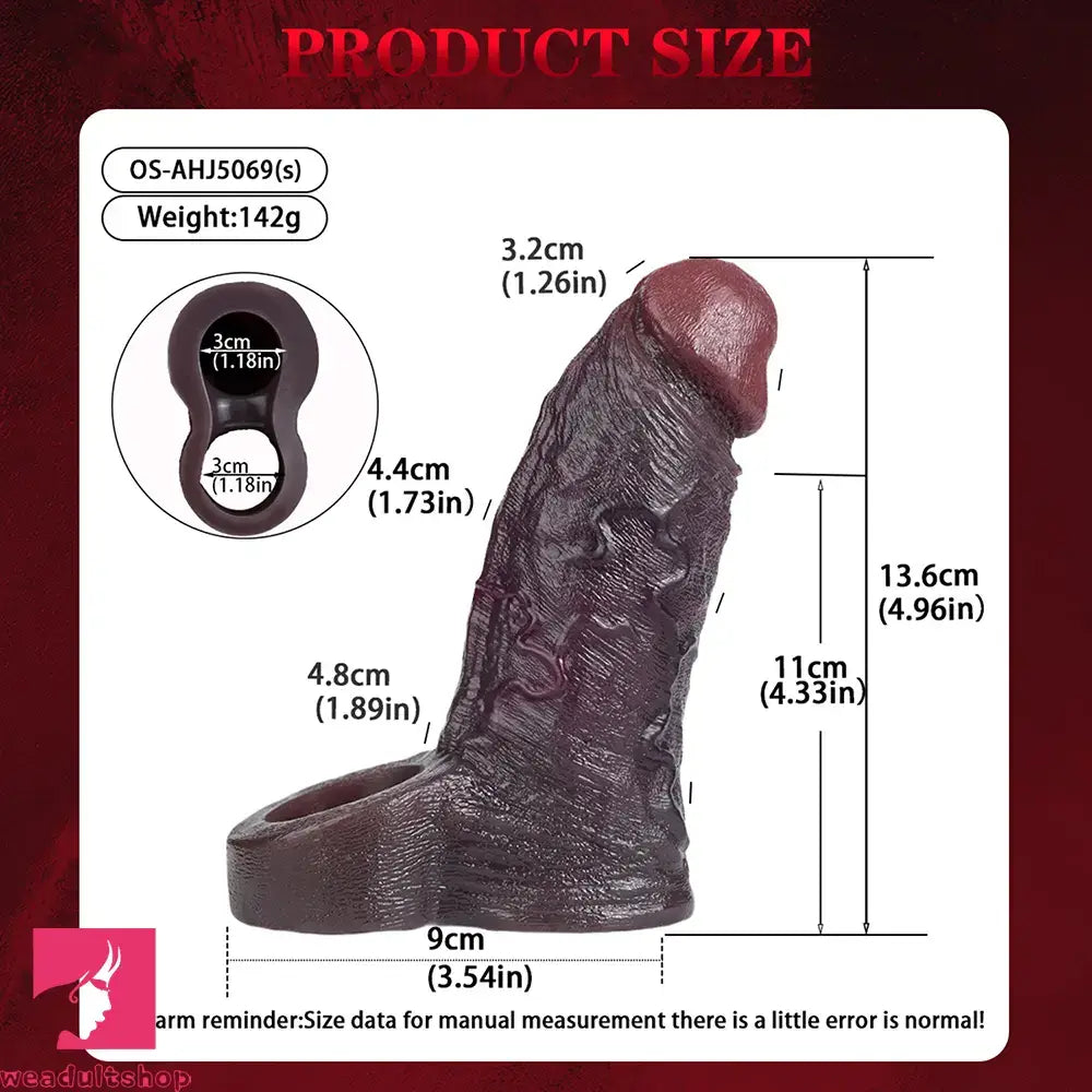 4.96in 6.42in Body-Safe Silicone Ultra-Realistic Penis Sleeve Love Dildo