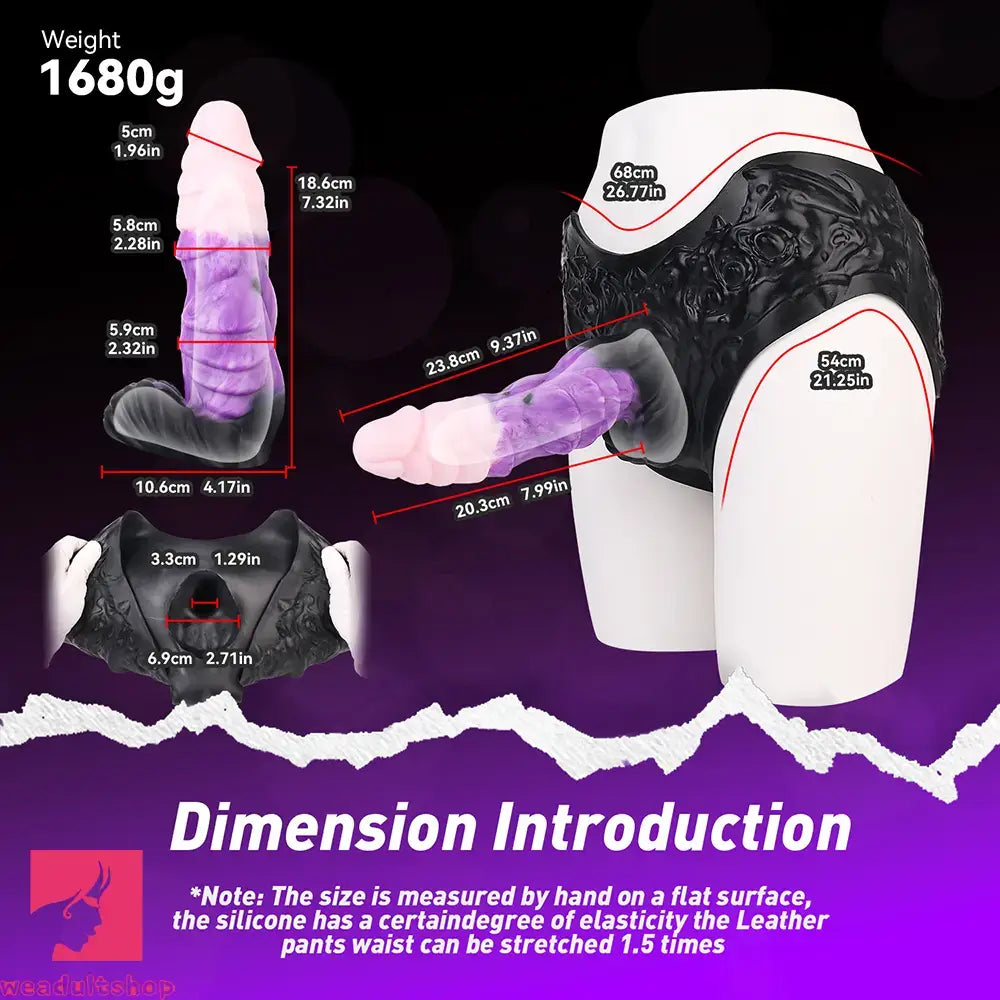 9.37in Silicone Strap-on Wearable Dildo Panty Hollow Monster Alien Dildo