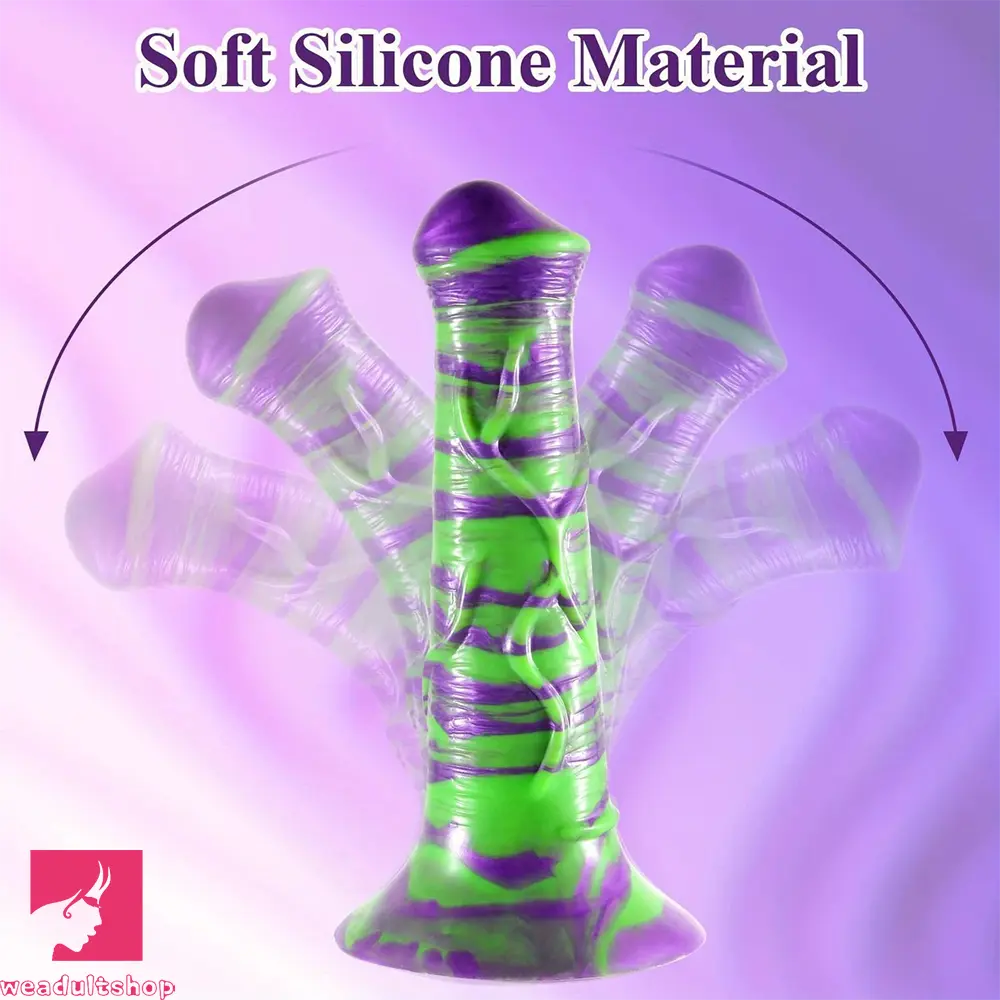 7.87in Realistic Horse Mixed Color Silicone Soft Dildo with Mushroom Head