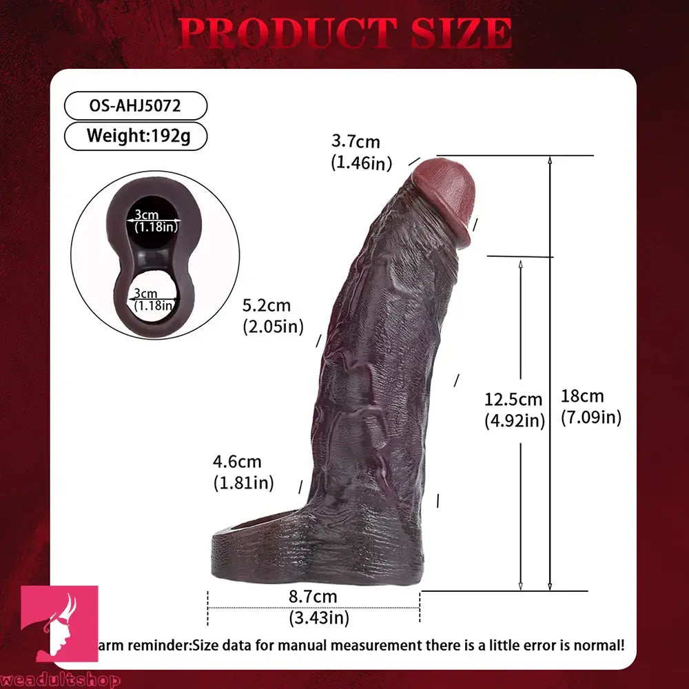 7.09in Ultra-soft Liquid Silicone Real Dildo Sleeve Reusable Penis Sleeve
