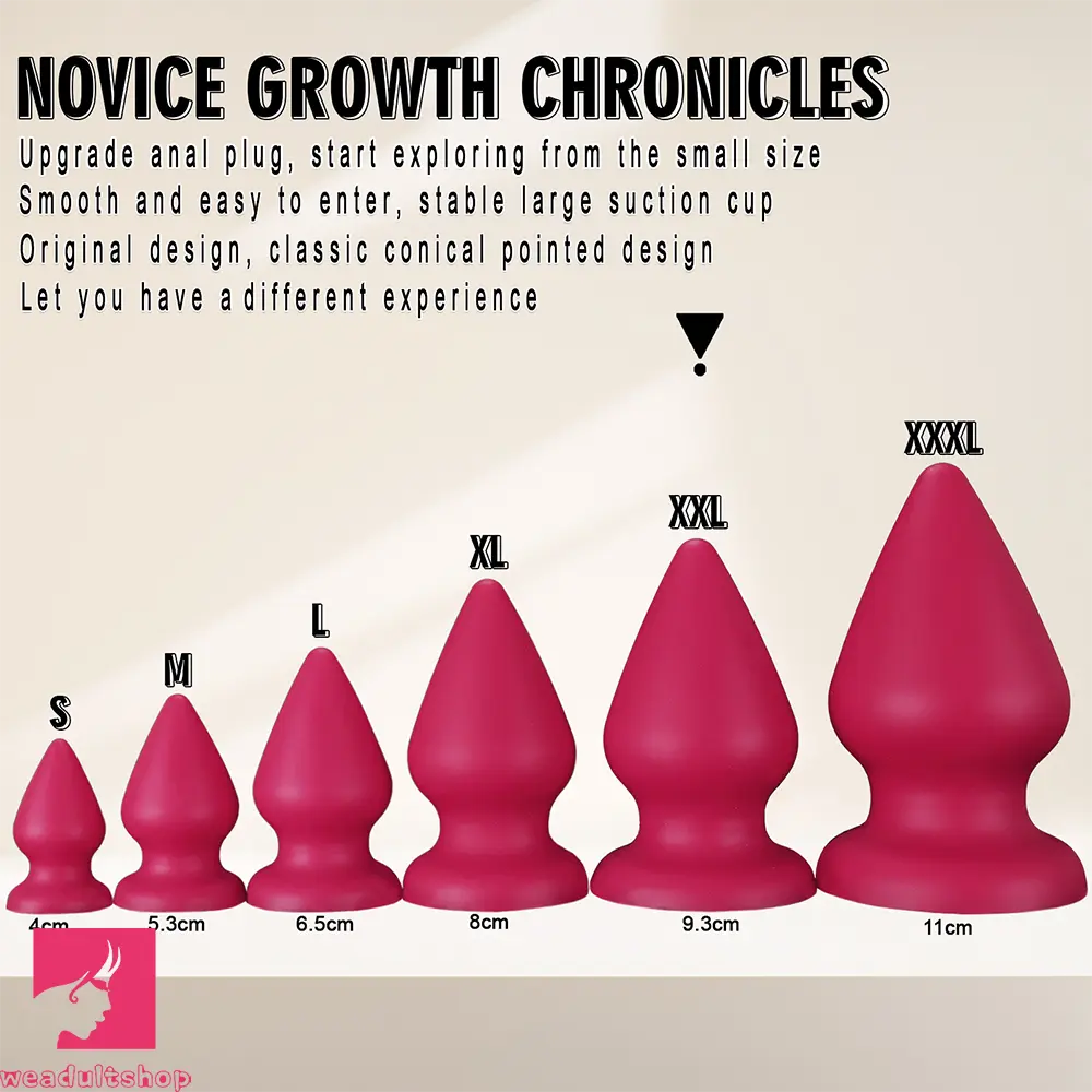 2.87in 3.66in 4.33in 5.51in 6.29in 7.28in Conical Round Pointed Anal Plug Dildo