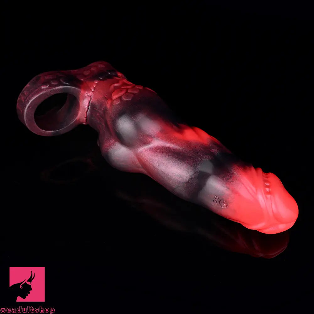 7.17in Silicone Dog Cock Sleeve Knot Vibrating Automatic Hollow Soft Dildo