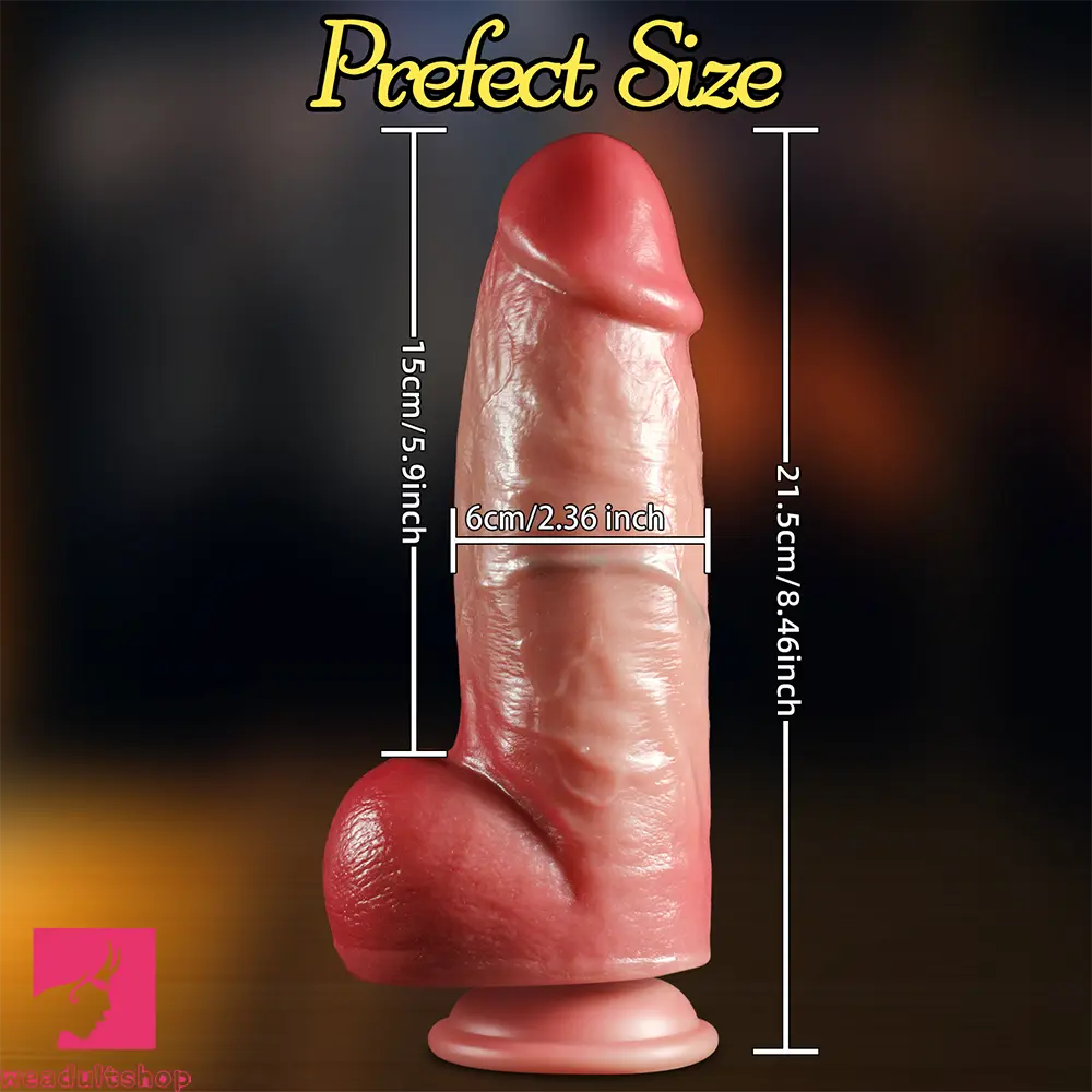 8.46in Thrusting Vibrating Heating 3in1 Real Silicone Dildo Remote Cock Toy