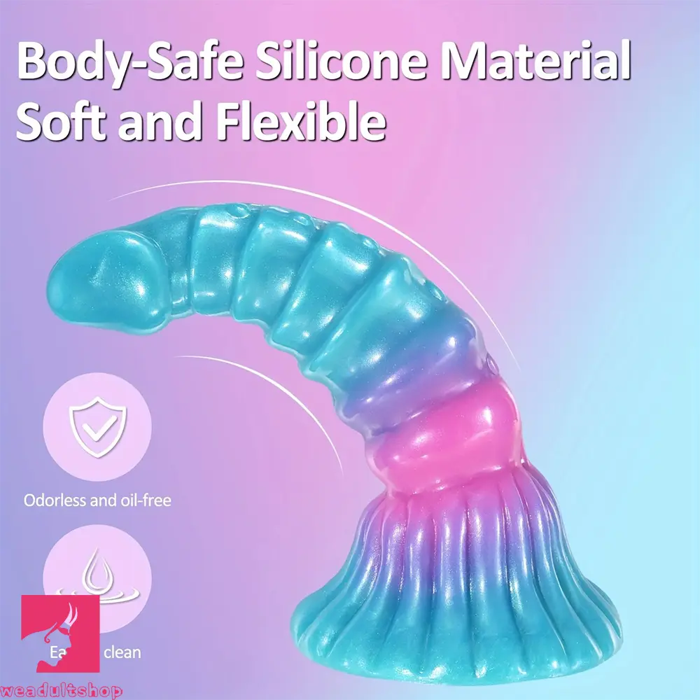 9in Gradient Faux Penis Anal Soft Blue-Pink Gradient Fantasy Odd Dildo