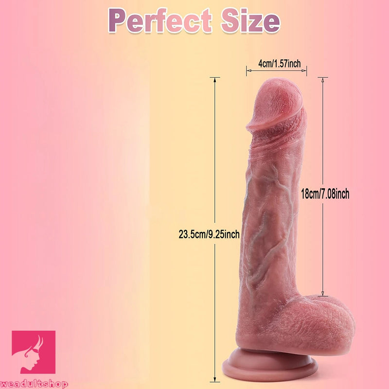 9.25in Big Dual Density Dildo Soft Blue Veins Lifelike Real Skin Feel Dildo