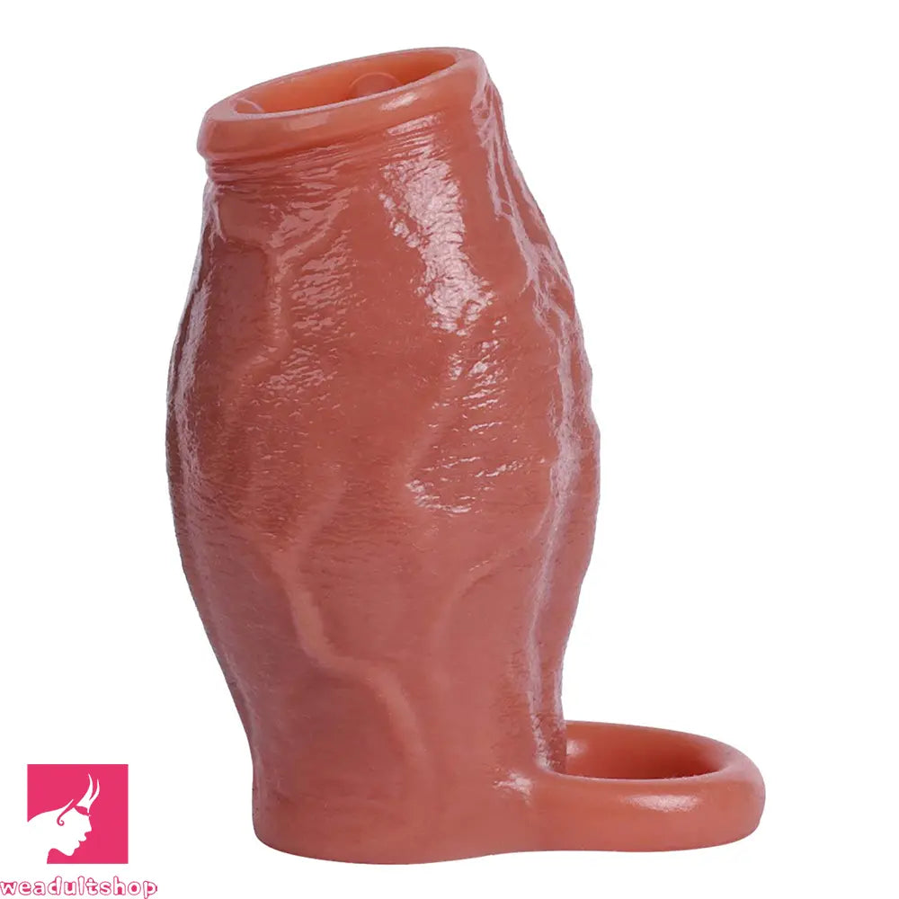 3.15in 3.54in 3.94in Realistic Veins Dildo Sleeve With Cock Ring Hollow Design
