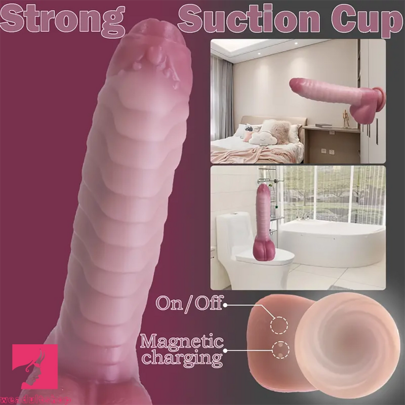 8.66in Alien Caterpillar Monster Dildo Vibrator Thrusting Soft Skin Feel Toy