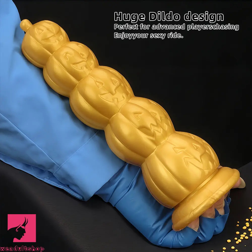 7.28in 8.66in 9.84in Golden Silicone Halloween Pumpkin Anal Odd Dildo