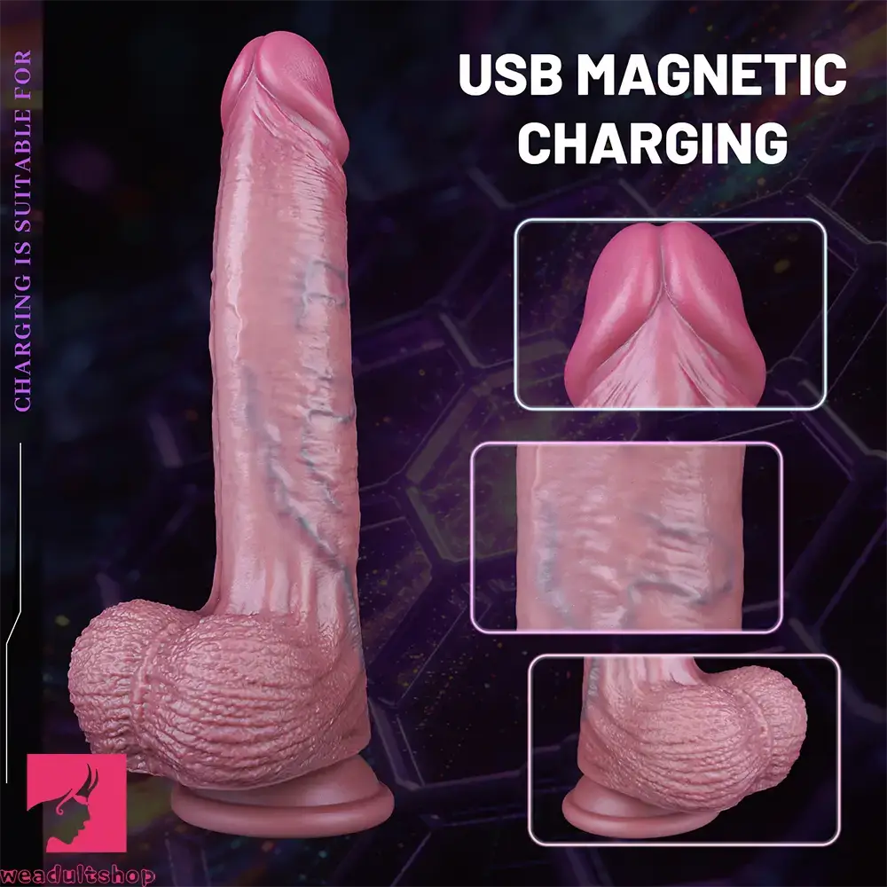 8.66in Thrusting Vibrating Heating Automatic Lifelike Big Dildo For Love