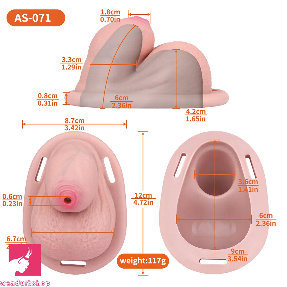 2.36in Silicone Soft Mini Cock Cage Strap on Chastity Dildo With Lock