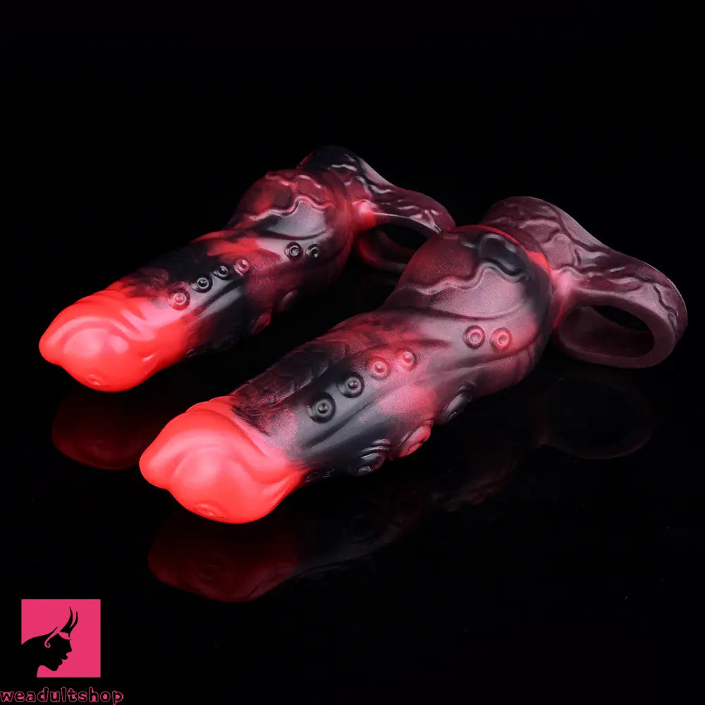 5.98in 7.09in Silicone Tentacle Cock Sleeve Knot Vibrating Hollow Dildo