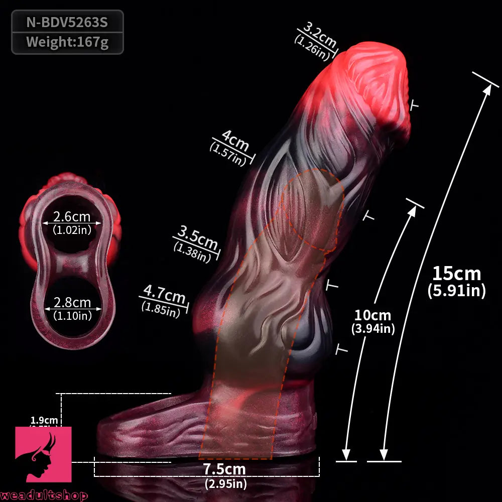 5.91in 7.17in Silicone Cock Sleeve Soft Vibrating Hollow Fantasy Penis Dildo