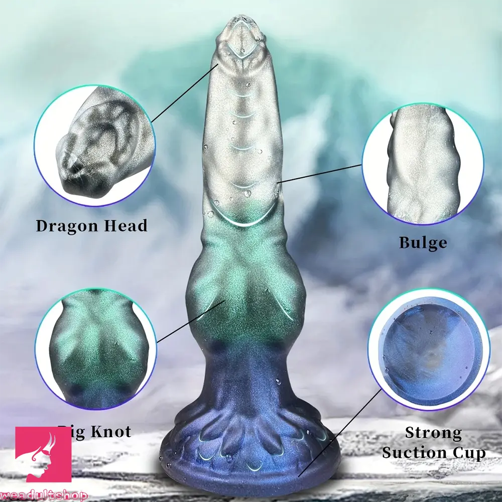 7.48in Special-shaped Silicone Metallic Dog Pendant Knot Dildo G Spot Toy