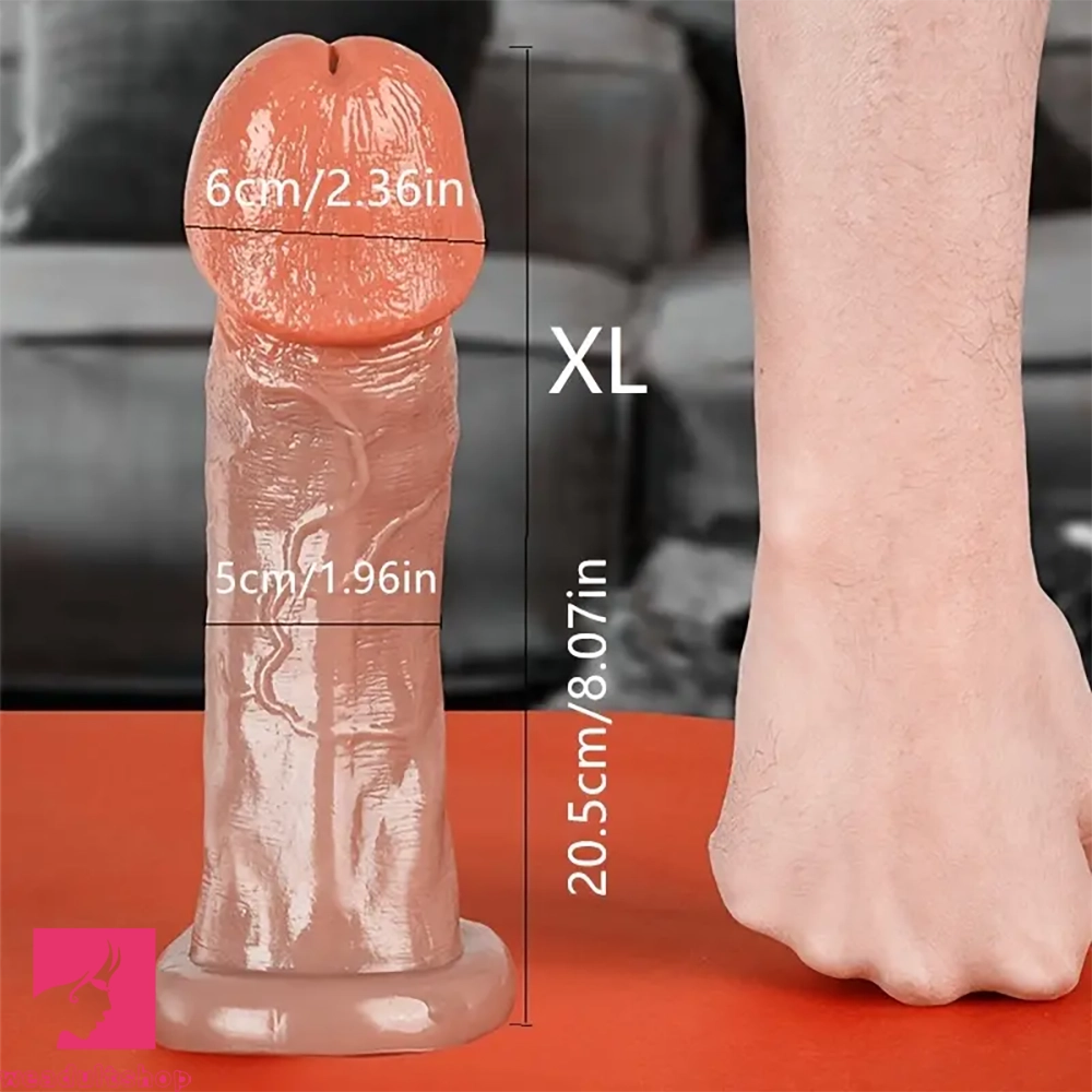 6.3in 7.08in 8.07in Big Glans Head Real Skin Clit G-Spot Stimulation Dildo