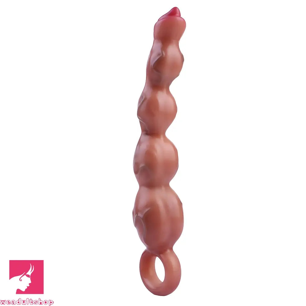 9.8in Big Vibrating Silicone Soft Pulling Beads Cock Dildo With 3 Motors