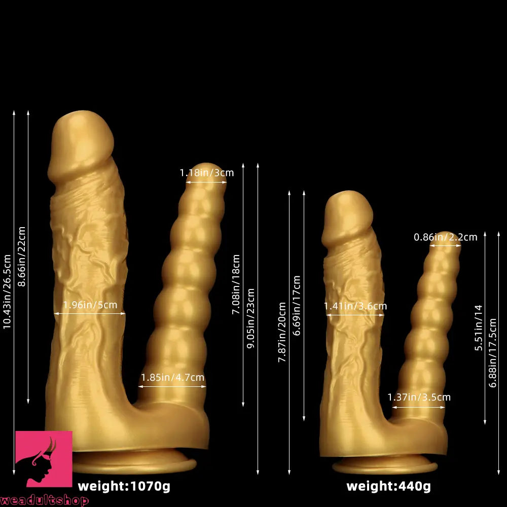 7.87in 10.43in Large Silicone Double-ended Dildo Soft Clit Masturbator