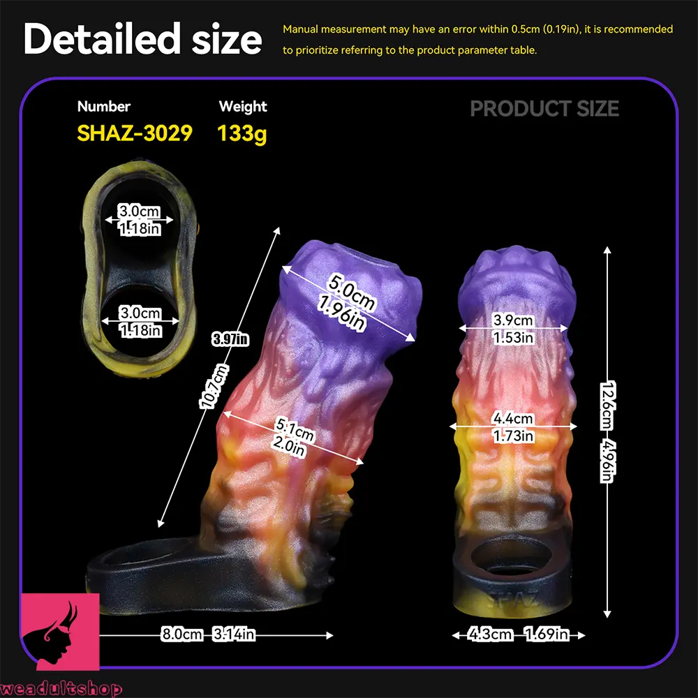 4.96in Ozuros Fantasy Odd Silicone Soft Dildo Sleeve Cock Extender Toy