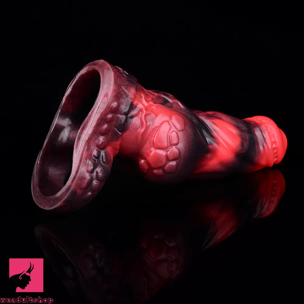 7.17in Silicone Dog Cock Sleeve Knot Vibrating Automatic Hollow Soft Dildo