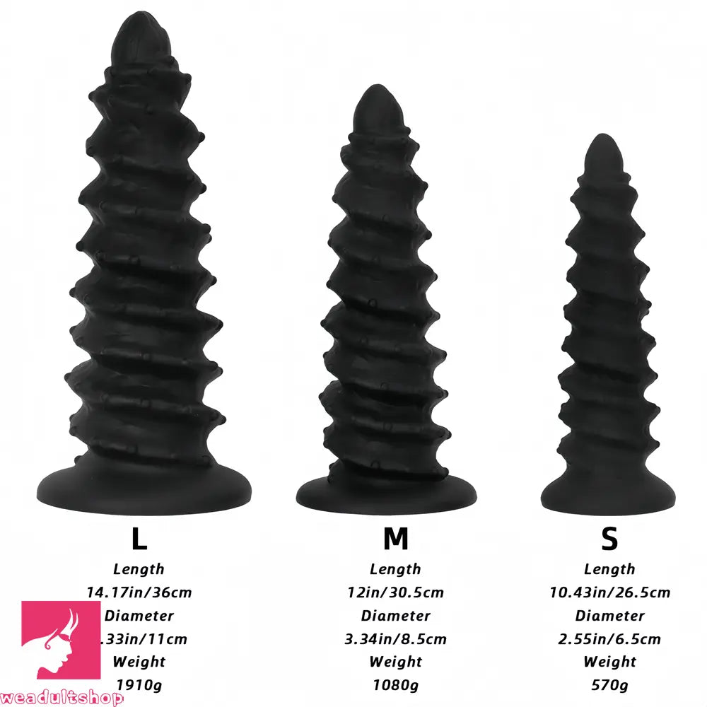 10.43in 12in 14.17in Extra-Big Long Threaded Silicone Sharp Head Dildo