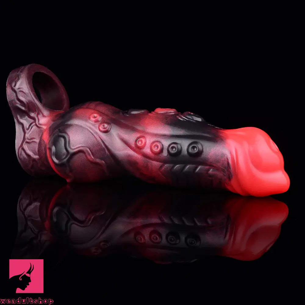5.98in 7.09in Silicone Tentacle Cock Sleeve Knot Vibrating Hollow Dildo