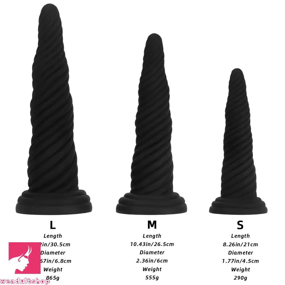 8.26in 10.43in 12in Silicone Thread Black Big Soft Dildo Anal Masturbator
