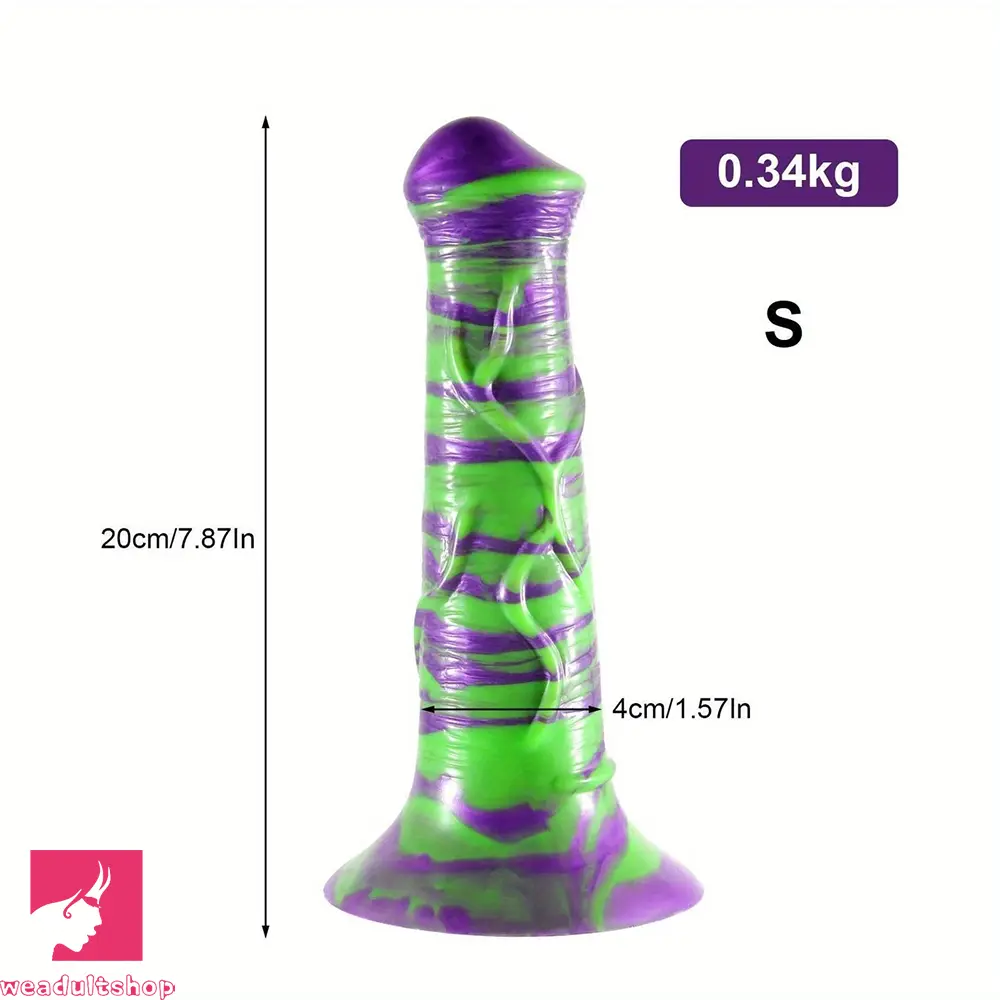 7.87in Realistic Horse Mixed Color Silicone Soft Dildo with Mushroom Head