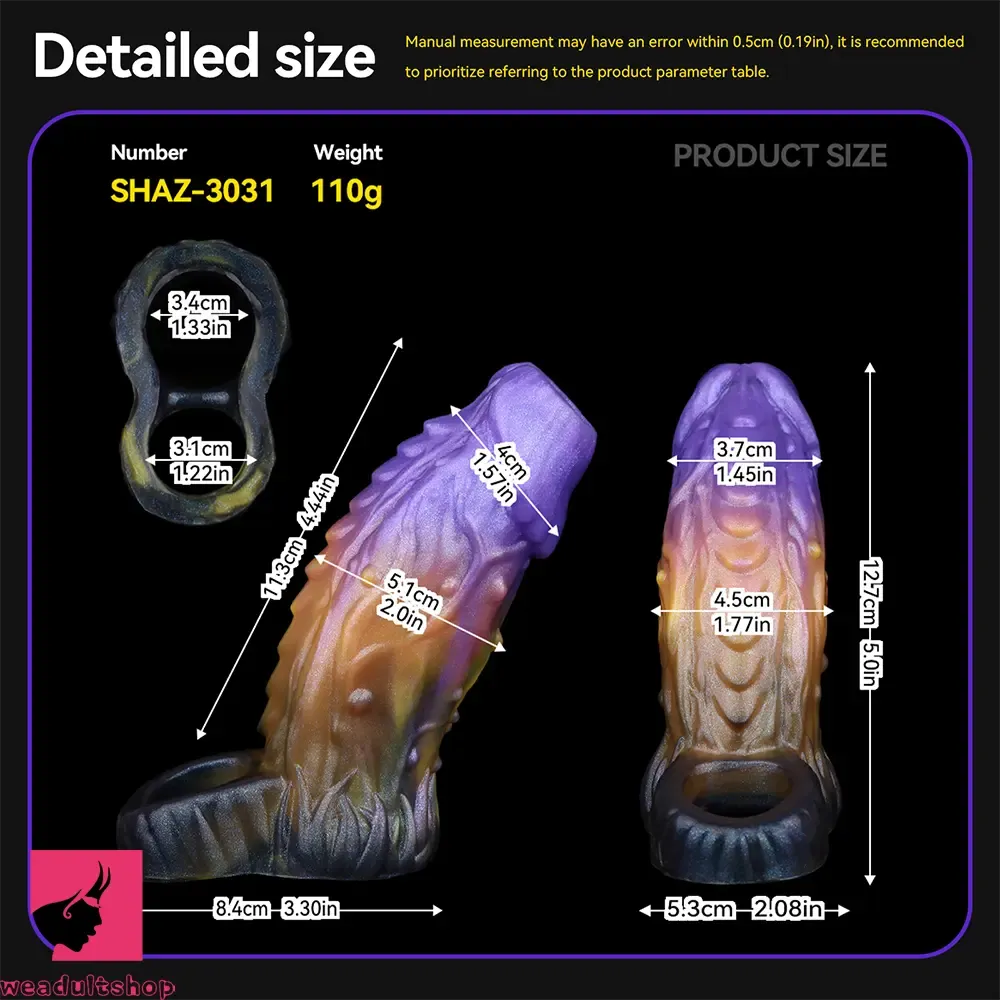 5in Dragon Fantasy Spiked Silicone Soft Dildo Sleeve Cock Extender Sex Toy