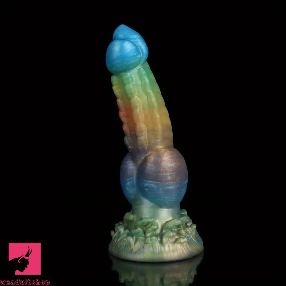 8.5in Multicolored Silicone Oddity Erectional Realistic Knot Anal Dildo
