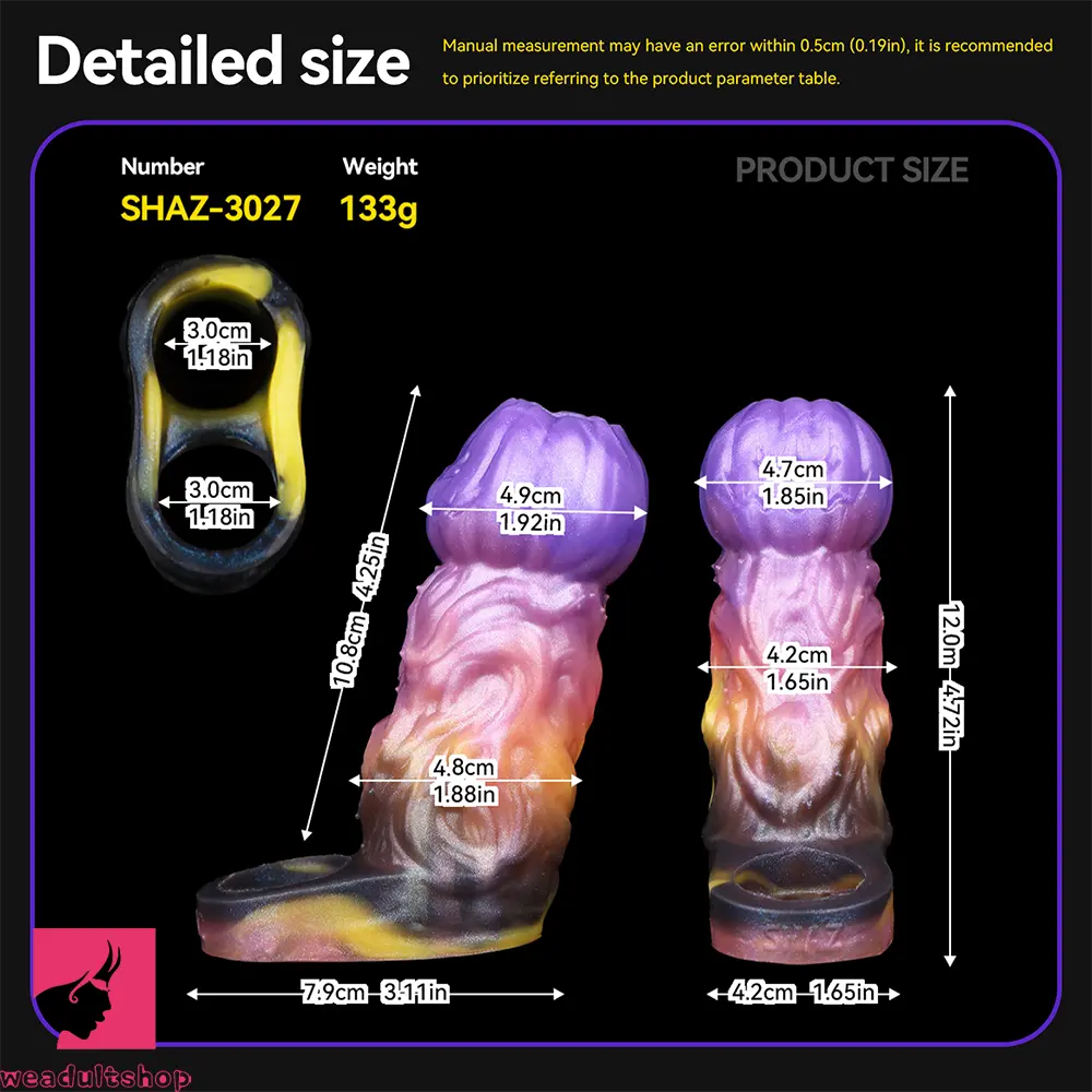 4.72in Ogma Fantasy Odd Silicone Soft Dildo Sleeve Cock Extender Toy