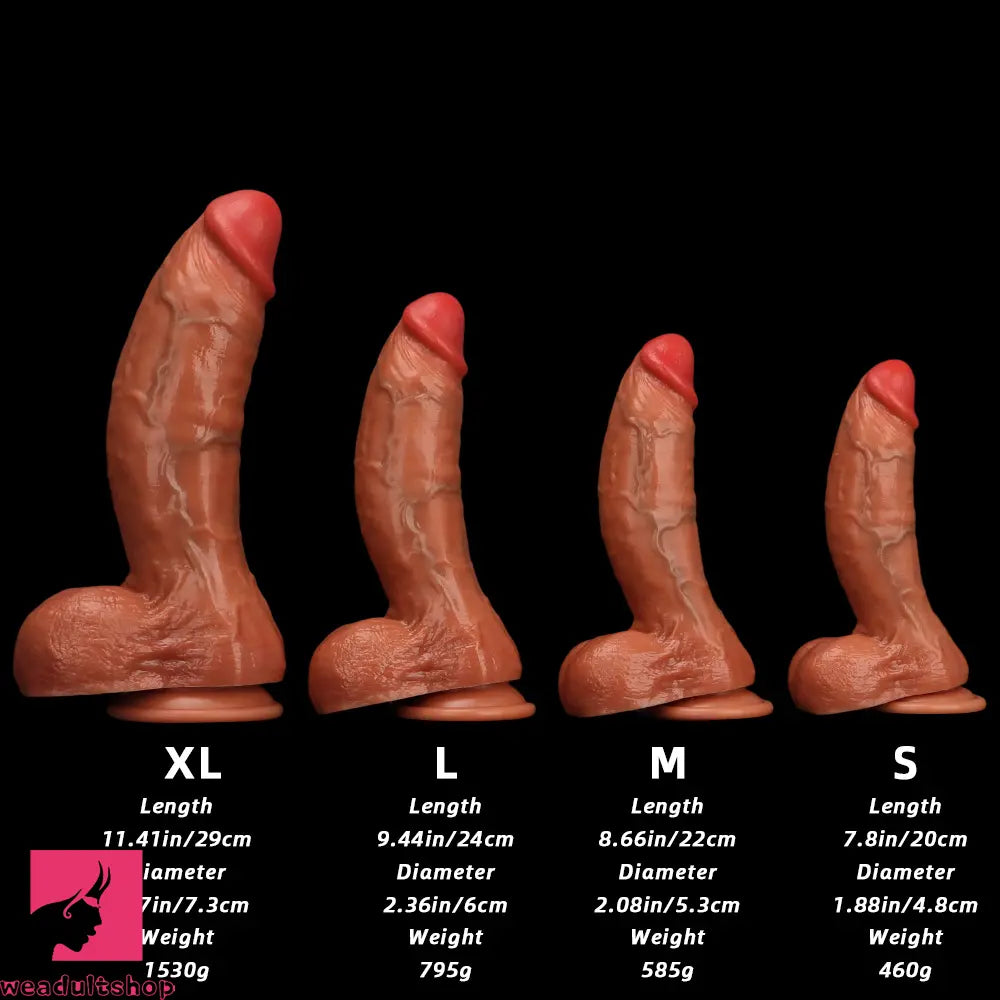 7.8in 8.66in 9.44in 11.41in Curved Fat Lifelike Real Skin Dildo Sex Toy