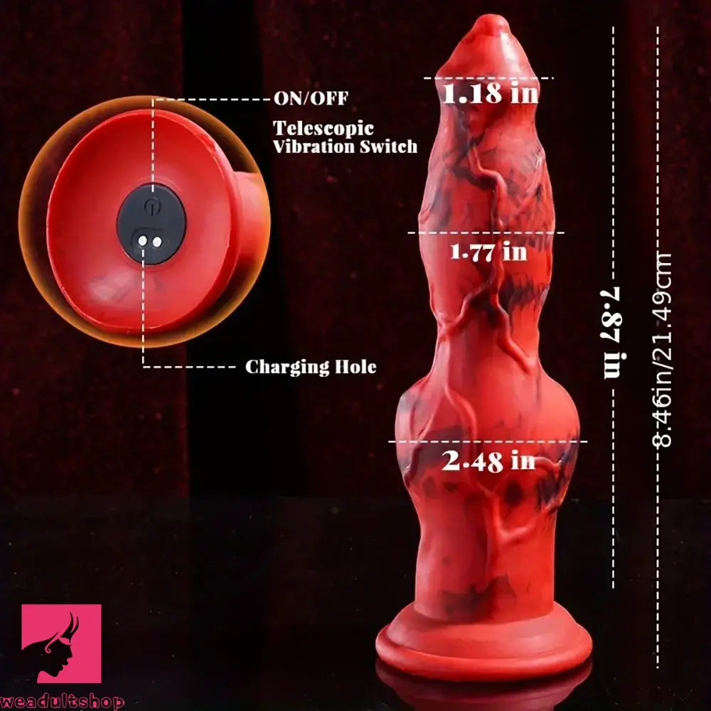 8.46in Irregular Dog Knot Heating Thrusting Vibrating Automatic Odd Dildo