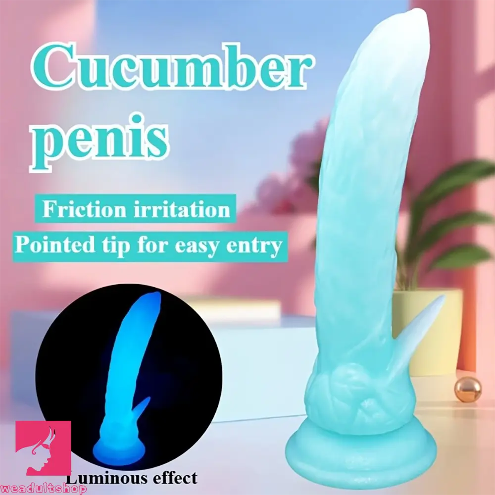 7.48in Glow-in-the-Dark Cucumber Silicone Realistic Dual-Use Cock Dildo